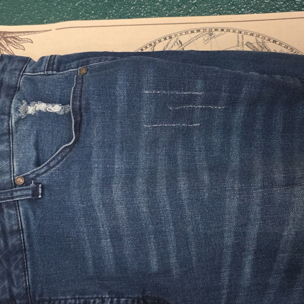 Distressed Dark Blue Stretch Skinny Jeans - Picture 3 of 5